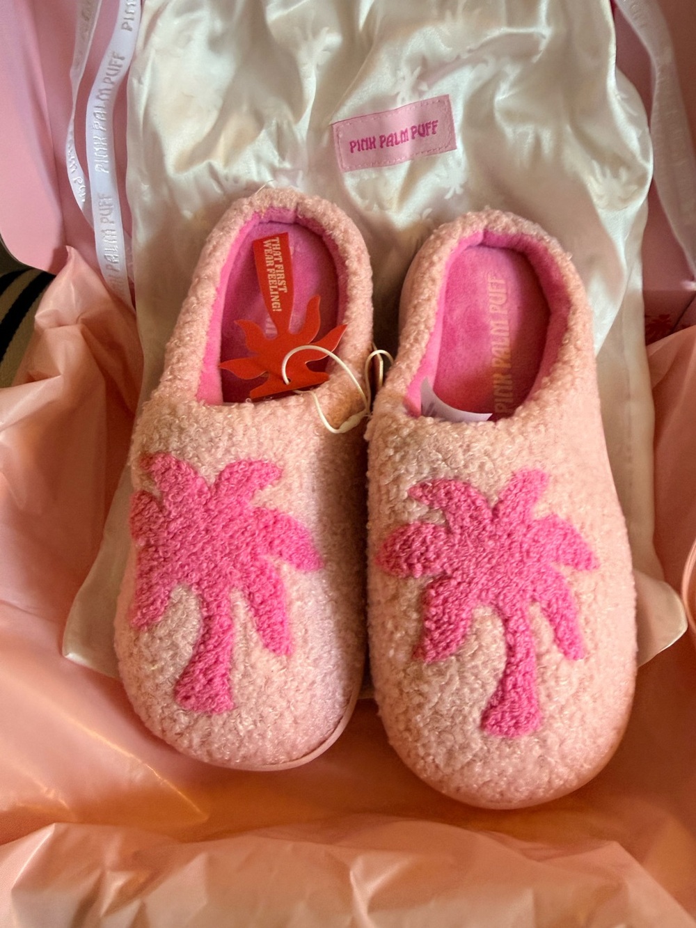 Pink Palm Puff House Shoes